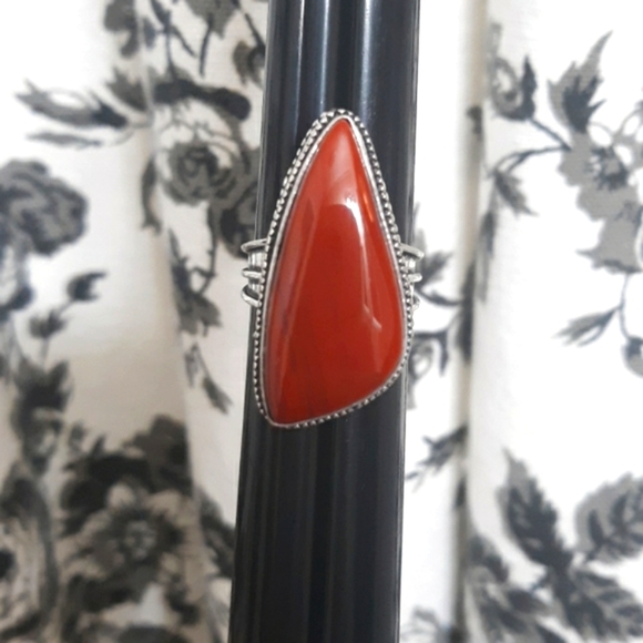 New Oversized Red Jasper 925 Silver Ring. - Picture 1 of 7
